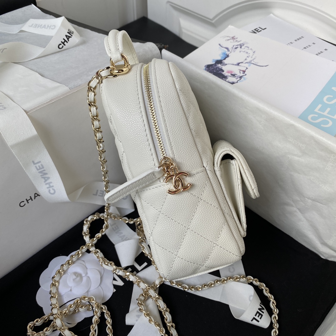 Caviar Leather Mini Backpack AP3573 White